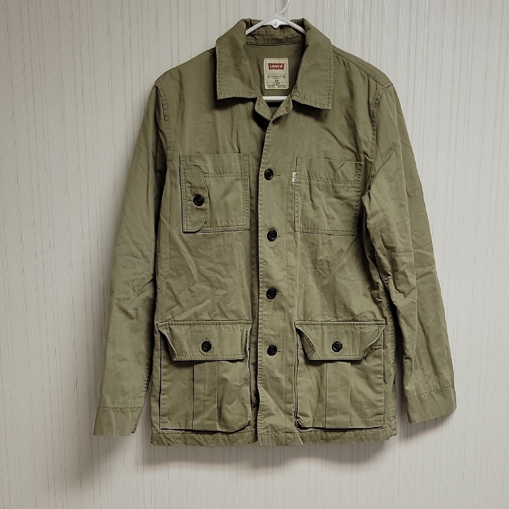 Levi's Men's Khaki Military Jacket Chore Coat Trucker Small Gorpcore